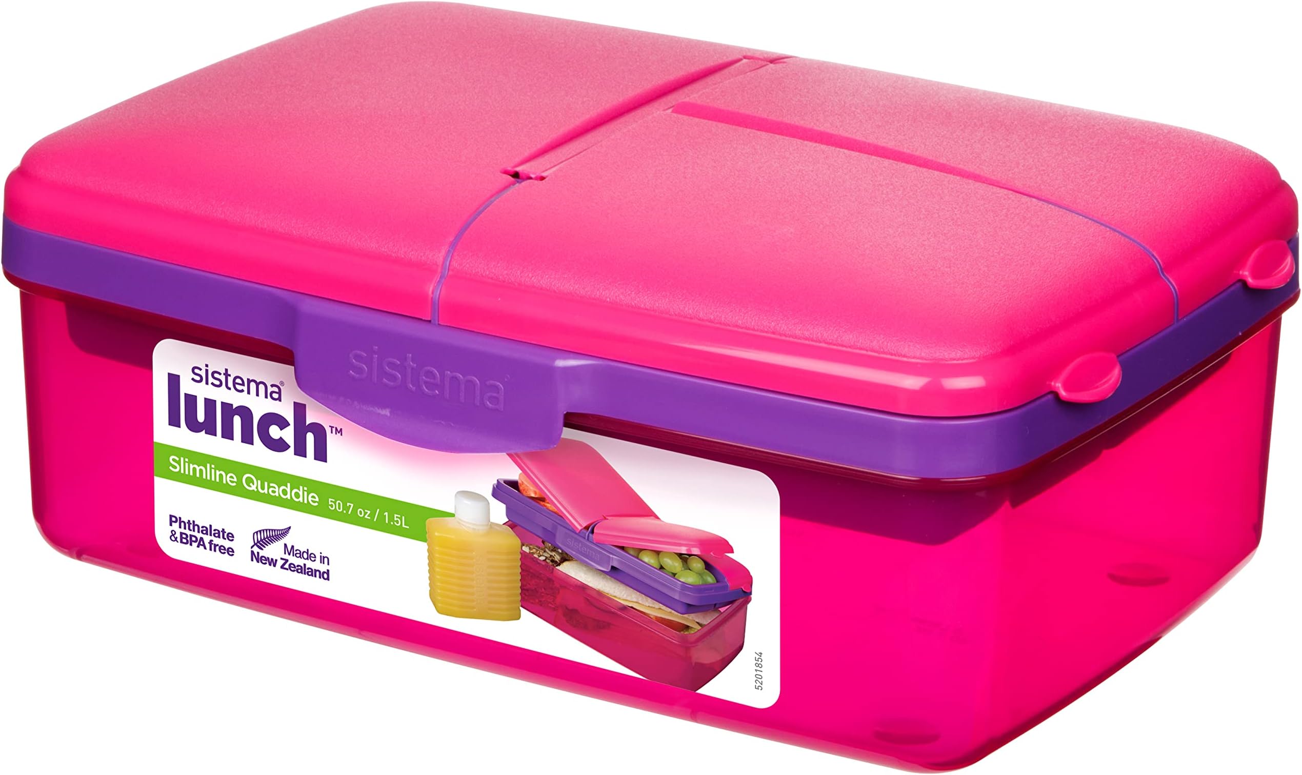 Sistema Lunch Slimline Quaddie Lunch Box | 1.5 L | Pink/Purple