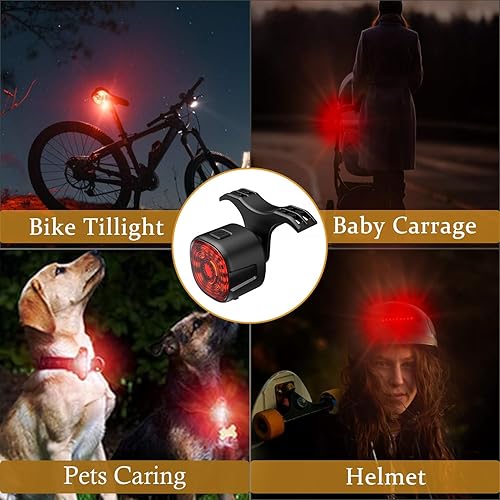 Miniatura 9 de Luz trasera de bicicleta con detección inteligente, luz trasera con detección de freno de bicicleta, recargable por USB IP66 impermeable, 6 modos