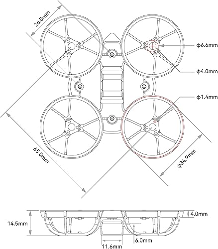 Miniatura 4 de BETAFPV Kit de marco Whoop sin escobillas Meteor65 Air de 2.559 in para bricolaje ultra peso 1S FPV Whoop Drone Quadcopter compatible con hélices de