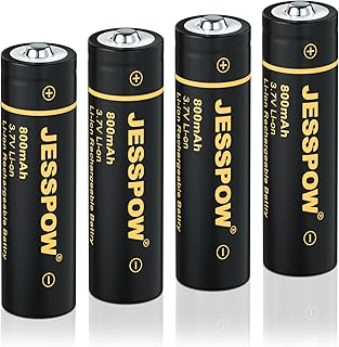 JESSPOW 4 Pack Rechargeable Battery 14500 3.7V 800mAh, Rechargeable Batteries for Flashlight, Toys etc.