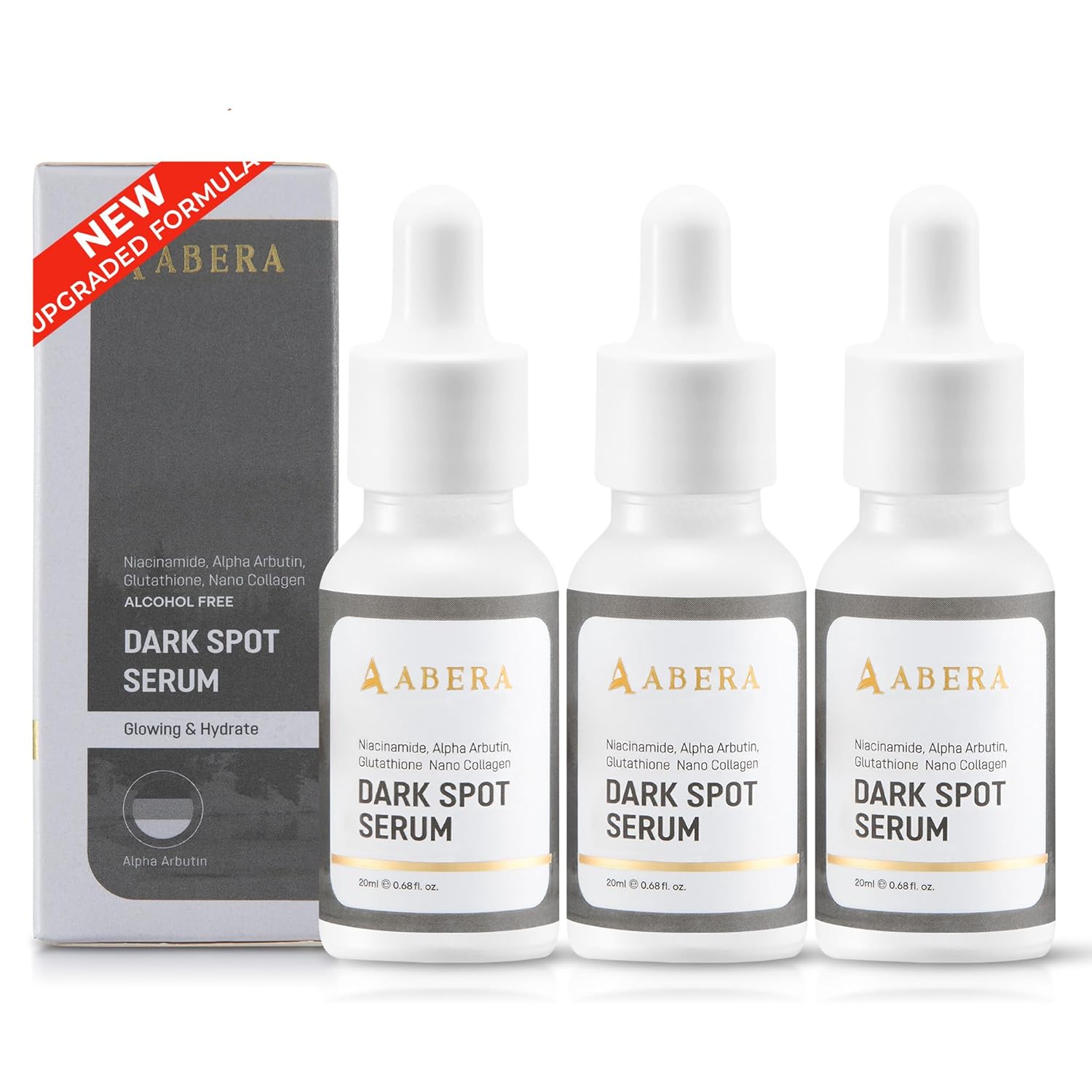 Abera Dark Spot Serum for Face, Dark Spot Corrector, Melasma & Age Spot Treatment, Boost Moisturization & Pore Minimize, All Skin Types, 0.68 fl Oz, Set of 3