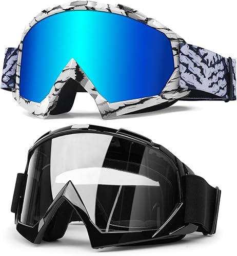 Gafas de Casco de Motocross para ATV Dirt Bike, Gafas de Carreras de Motocicleta UV400 Anti-Empañamiento Resistentes a Rayones e Impactos, Gafas
