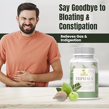 Triphala Capsules 120 for Digestive Support, Immune Boost & Antioxidant Benefits 100% Herbal Blend of Amla, Haritaki & Bibhitaki Promotes Gut Health (120 Capsule)
