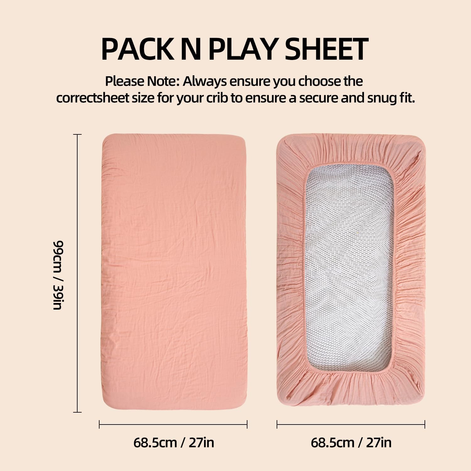 2 Pack Muslin Crib Sheets for Boys Girls 52"x28", Organic Cotton Fitted Baby Crib Sheet Soft and Breathable for Standard Crib Mattress & Toddler Mattress Bedding Set