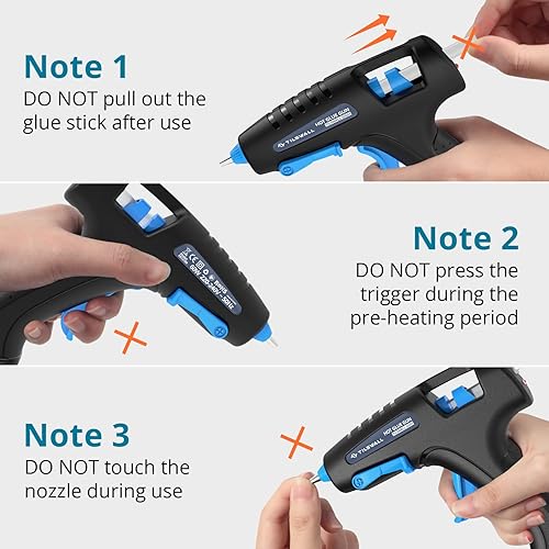 Miniatura 7 de Tilswall Pistola de pegamento caliente para manualidades, mini pistolas de fusión de 60 W con 3 barras de pegamento (4 x 0.27 pulgadas), pistola de