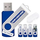 100 Pack Custom USB Flash Drives 64GB USB 3.0,Bulk Personalized Thumb Drives with Logo for Business, Events, Text or Image Printing, JBOS Customized Memory Sticks-Royal Blue