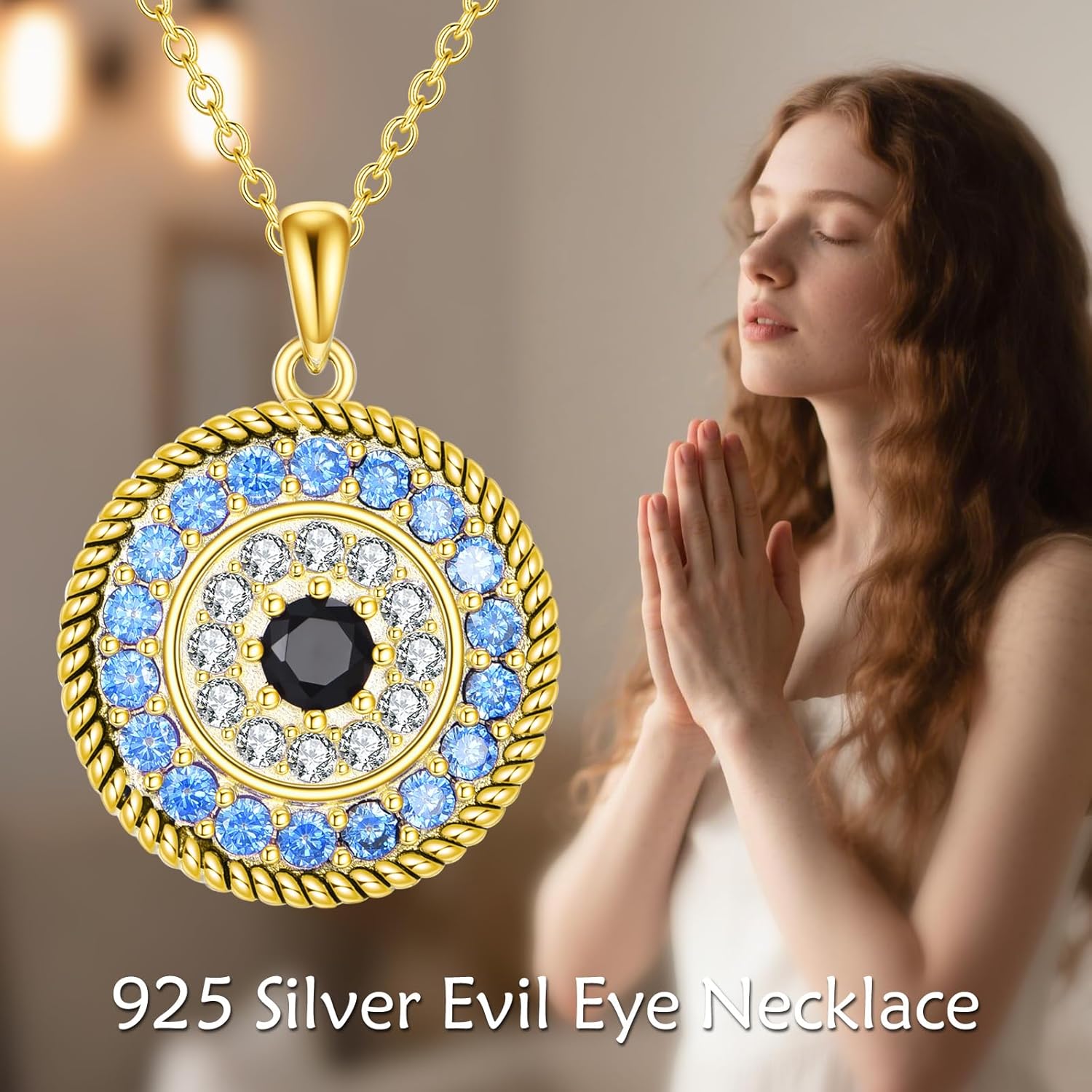 YFN Evil Eye Pendant Necklace for Women 925 Sterling Silver Greek Protection Jewelry with Blue Sapphire and Black Cz Amulet Gift - Image 5