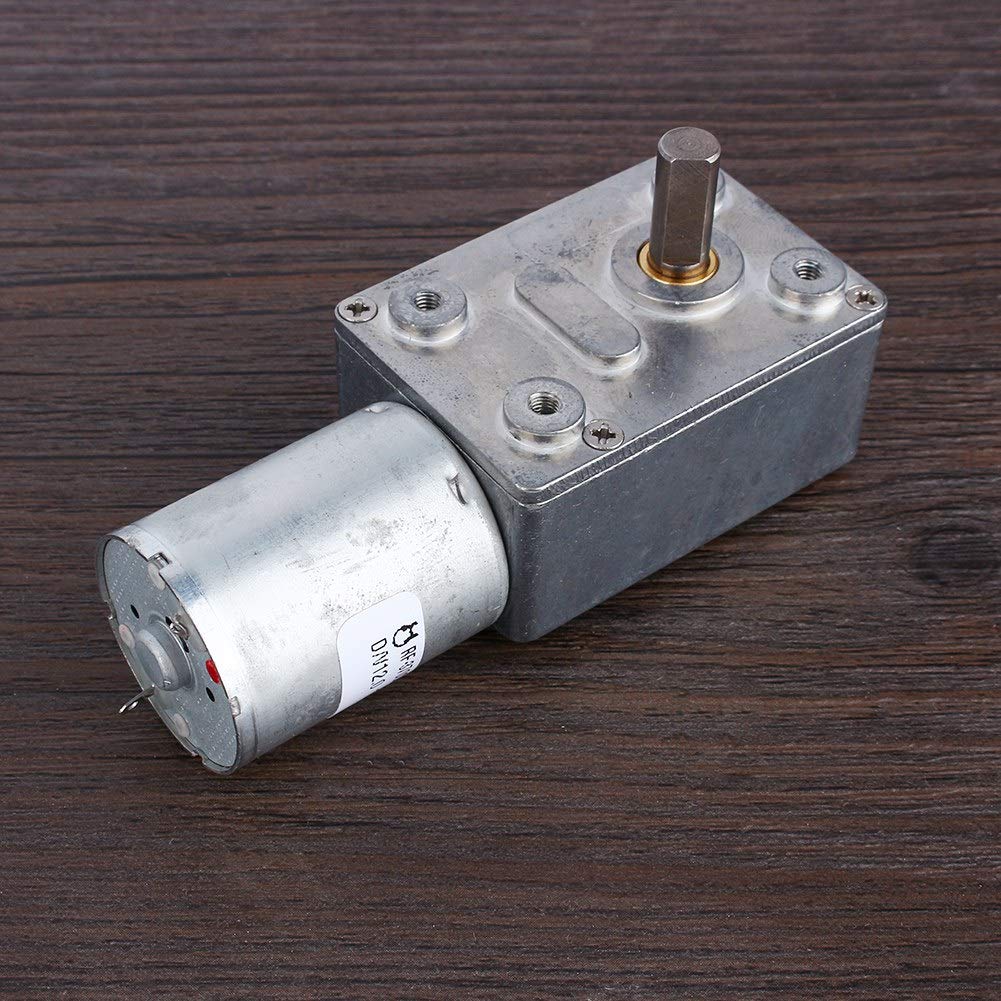 DC 12V Moteur Electrique de Réduction Réversible Turbine à Couple Elevé Boîte à Engrenages à Vis sans Fin(6RPM)