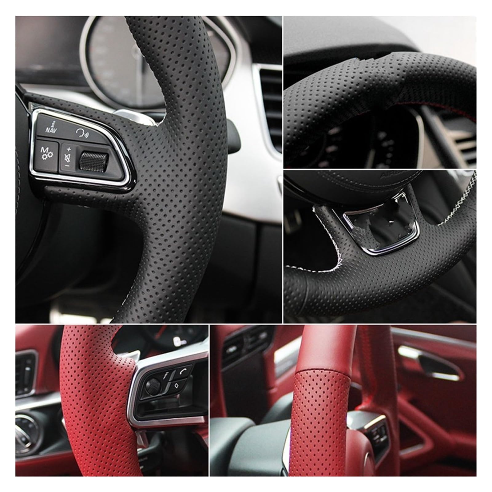 Housse De Volant Pour Fiat Punto, Bravo, Linea, Qubo, Doblo, Grande Punto - Noire, Couture à La Main