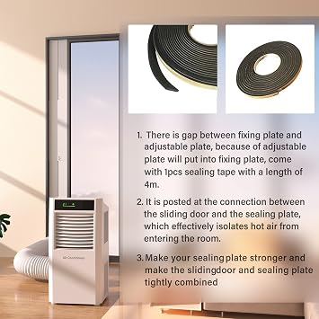 Portable Air Conditioner Window Kit, Portable AC Window Kit Sealing Bracket, Adjustable Length, Sliding Window AC Vent Kit Fit for Exhaust Hose, Universal for Ducting with 5.1/5.9 inch Diameter
