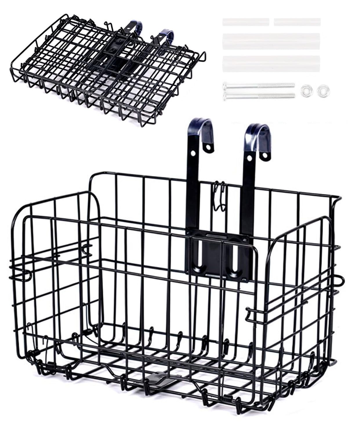 自転車 カゴ バスケット 前後汎用品ろかご 折り畳み OVTSPO ブラック 適…
