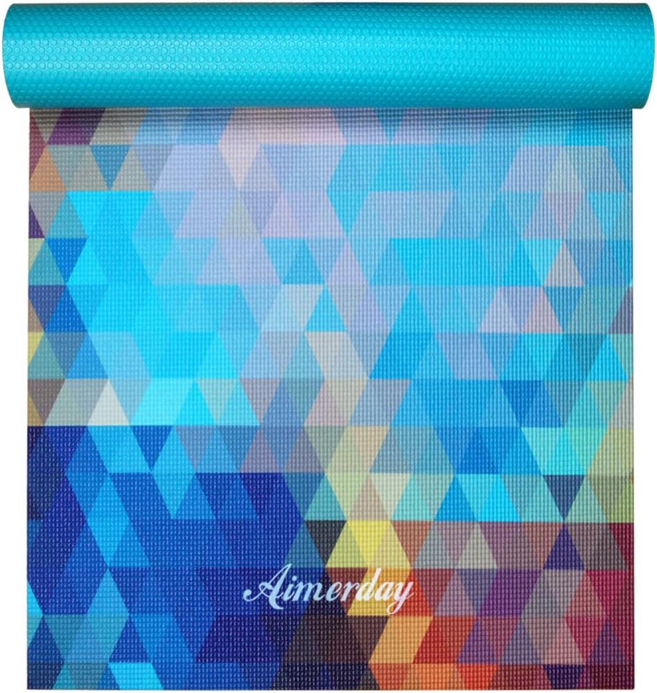 Premium Print Yoga Mat for Women Non Slip Exercise Mat with Carrying Strap & Mat Bag, 1/4" Extra Thick High Density Eco Friendly Large Yoga Mats for Fitness, Pilates & Home Floor Workout
