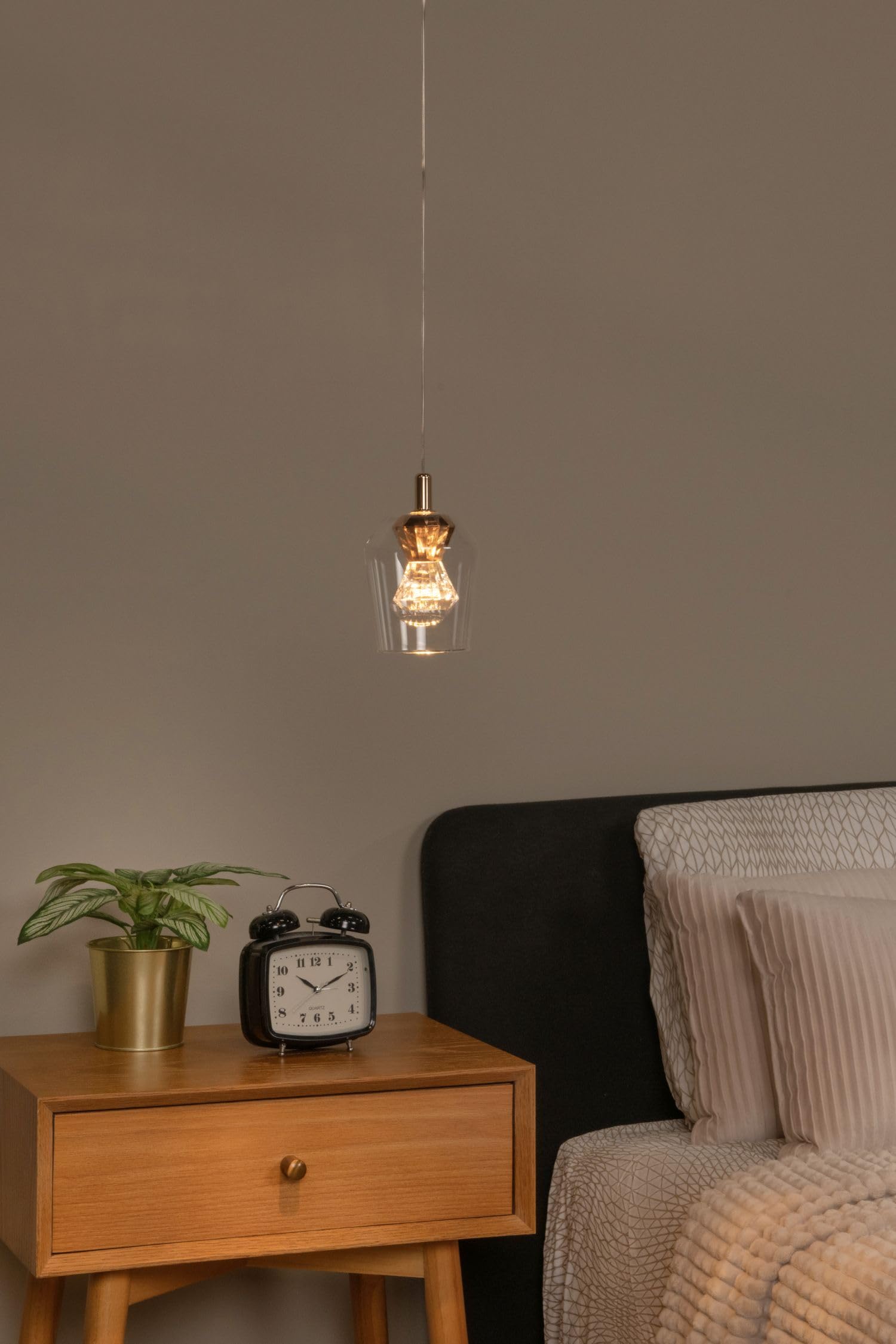 Licht-Erlebnisse LED Hängelampe Aluminium Glas Gold Transparent Wohnzimmer Küche höhenverstellbar stilvoll Ø13 cm 2700 K Pendelleuchte Esszimmer