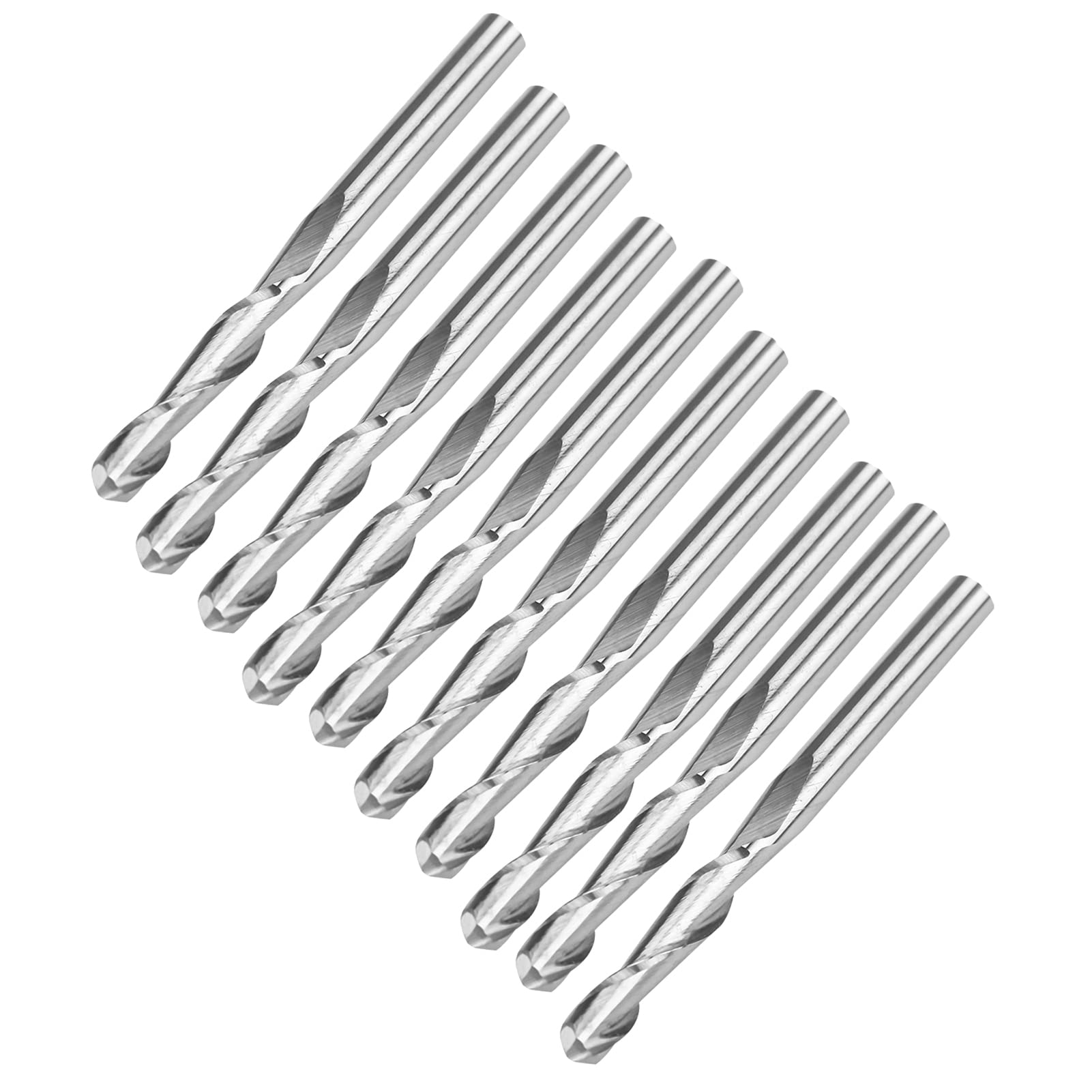 10 szt. Frez z końcówką kulową Podwójny flet Węglikowe bity CNC do cięcia Grawerowanie 3,175 x 17 mm
