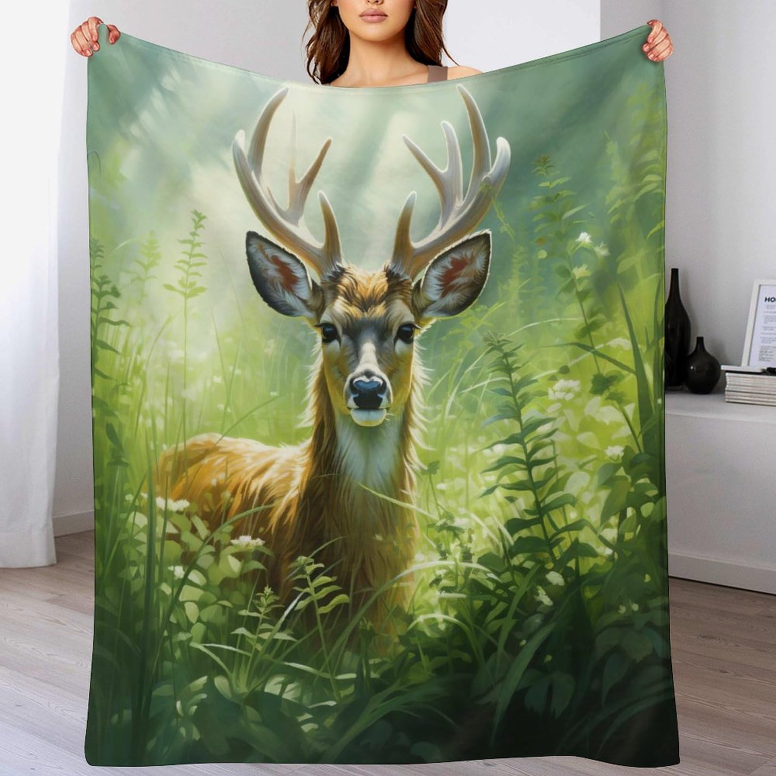 Couverture cerf douillette pour soirées cocooning sur le canapé