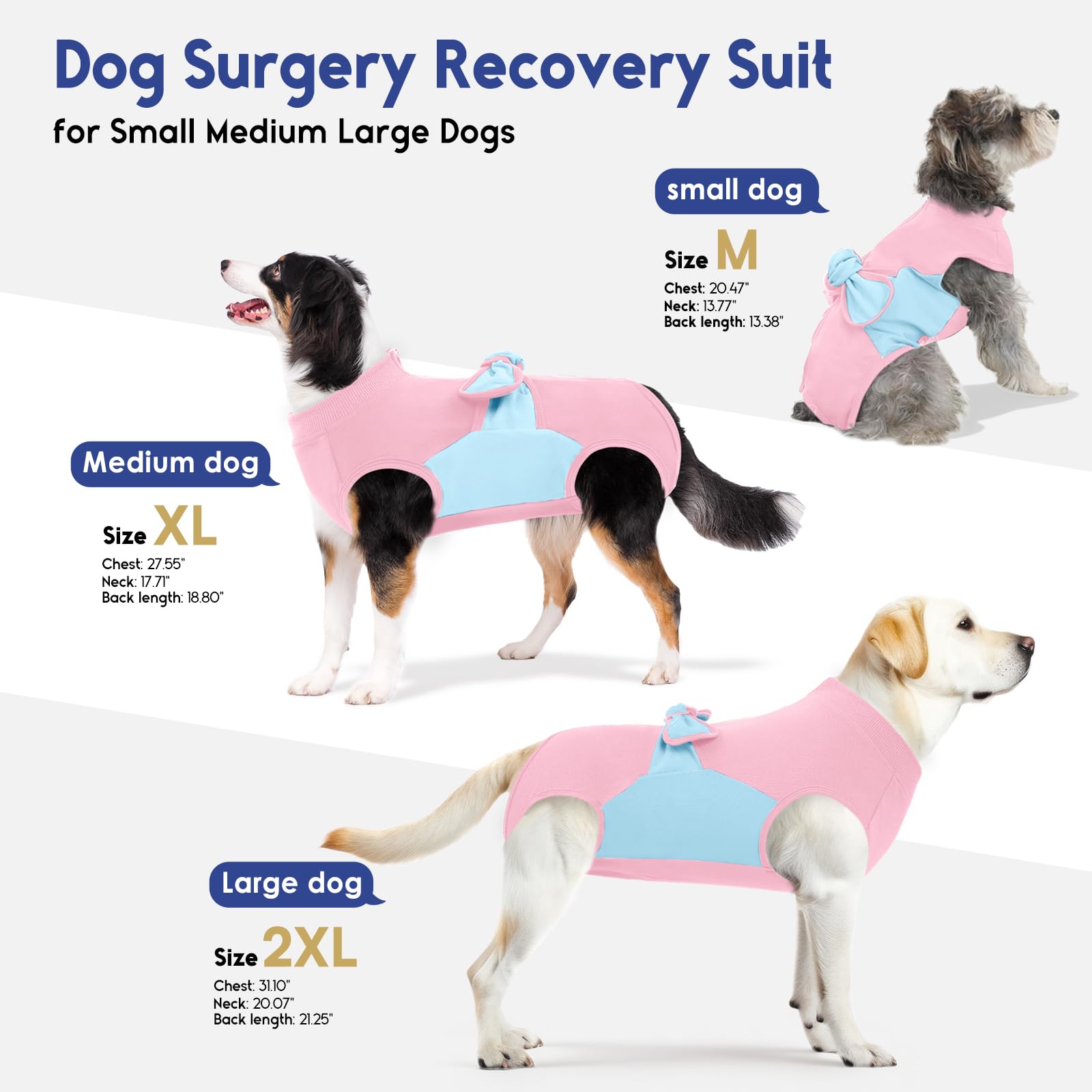 ASENKU Vêtement de Récupération Chirurgicale pour Chien - Body Post Opératoire Confortable après Stérilisation,Opération du Ventre,Adjustable,Respirant et Lavable - Alternative au Collier Élisabéthain