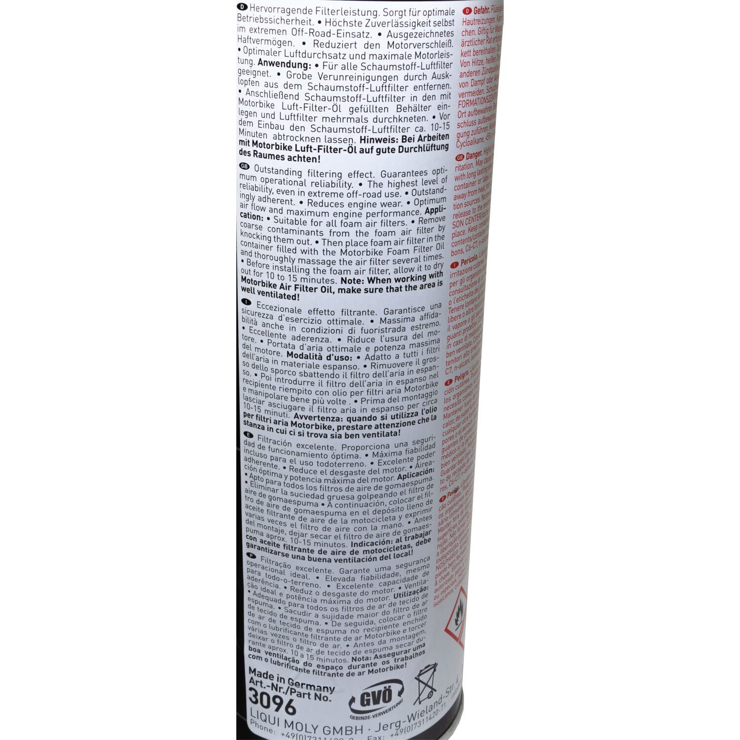 Motorbike Luftfilteröl Luft Filter Öl LIQUI MOLY 2 X 500 ml