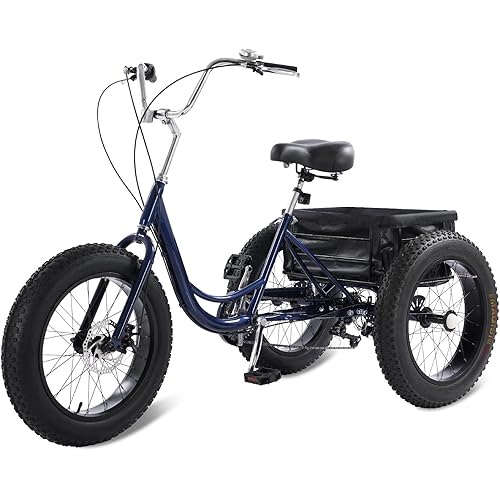 StableRide Fat Tire Adult Tricycle for Seniors, Heavy-Duty 450lb All-Terrain 3-Wheel Bike, 7-Speed, XL Cargo Basket, Dual Disc Brakes – Ultimate Stability & Comfort Trike