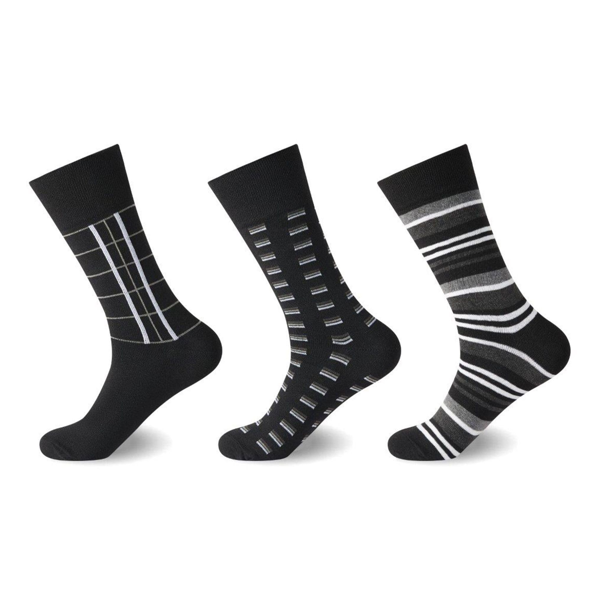Velvetio Men's Geometric 12 Piece Diabetic Flexitop Socks, Loose Top Geometric Pattern Non-Elastic Socks, Soft Grip 100% Cotton Casual Wear Sock, Uk 6-11, Eur 39-45