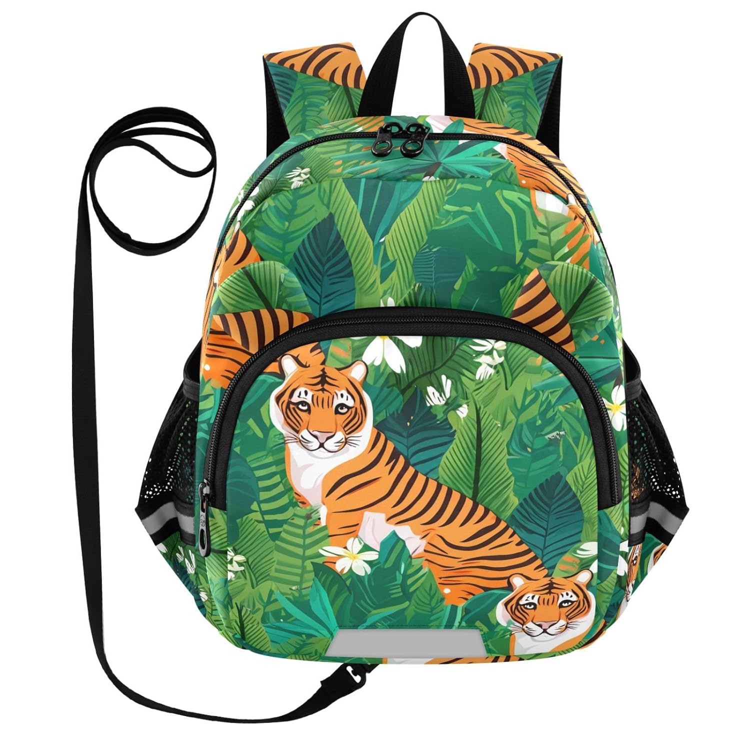 Jungle Tiger Flower Toddler Harness Backpack for Boys Girls 3-6 Years Kids Backpack with Anti Lost Safety Leash Baby Protection Backpack for Walking Preschool Travel