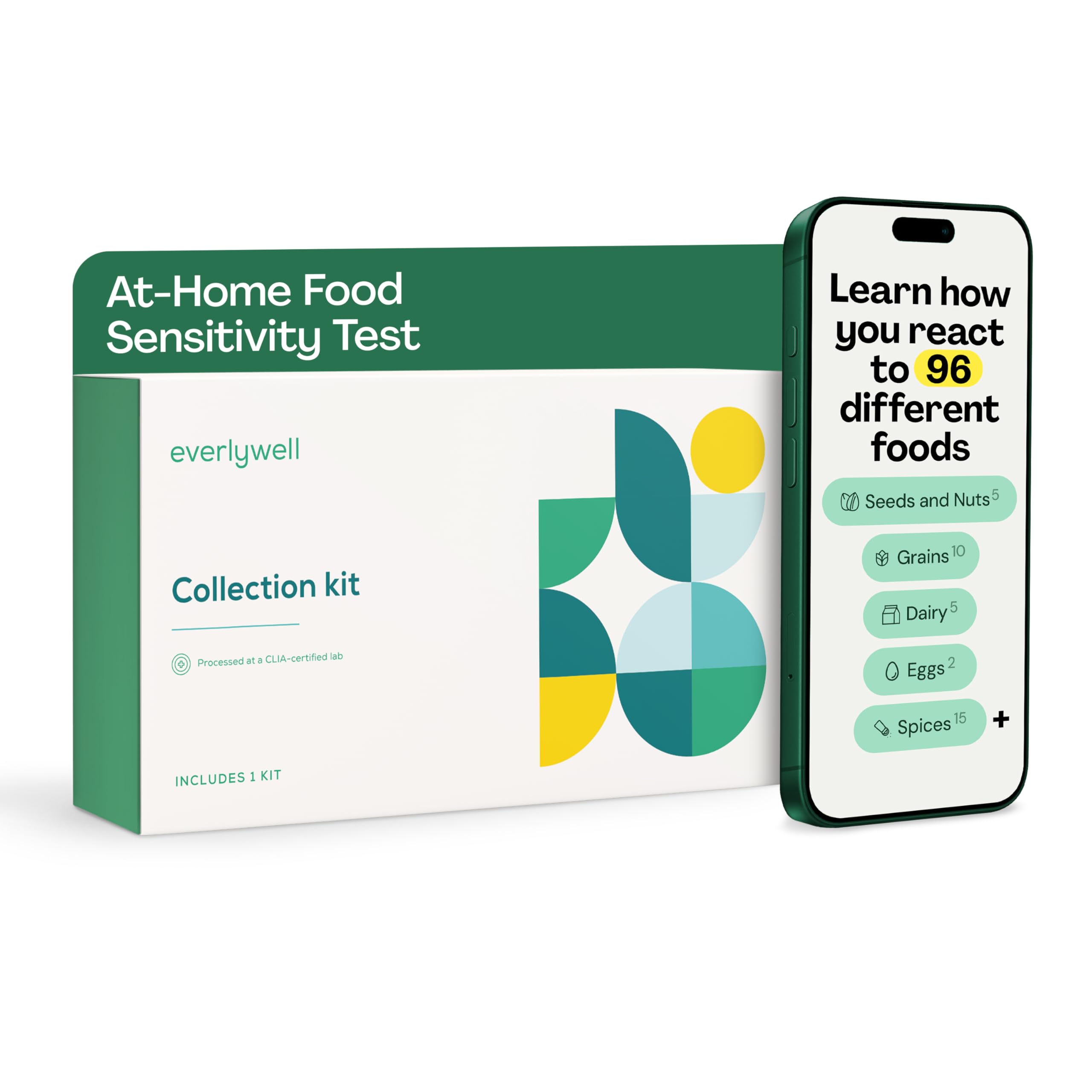 Everlywell Food Sensitivity Test - Learn How Your Body Responds to 96 Different Foods - at-Home Collection Kit - CLIA-Certified Labs - Ages 18 Plus