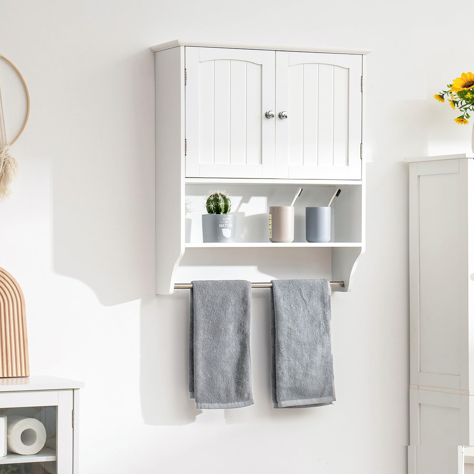 Amazon.com: Iwell Bathroom Wall Cabinet with Doors & Adjustable 