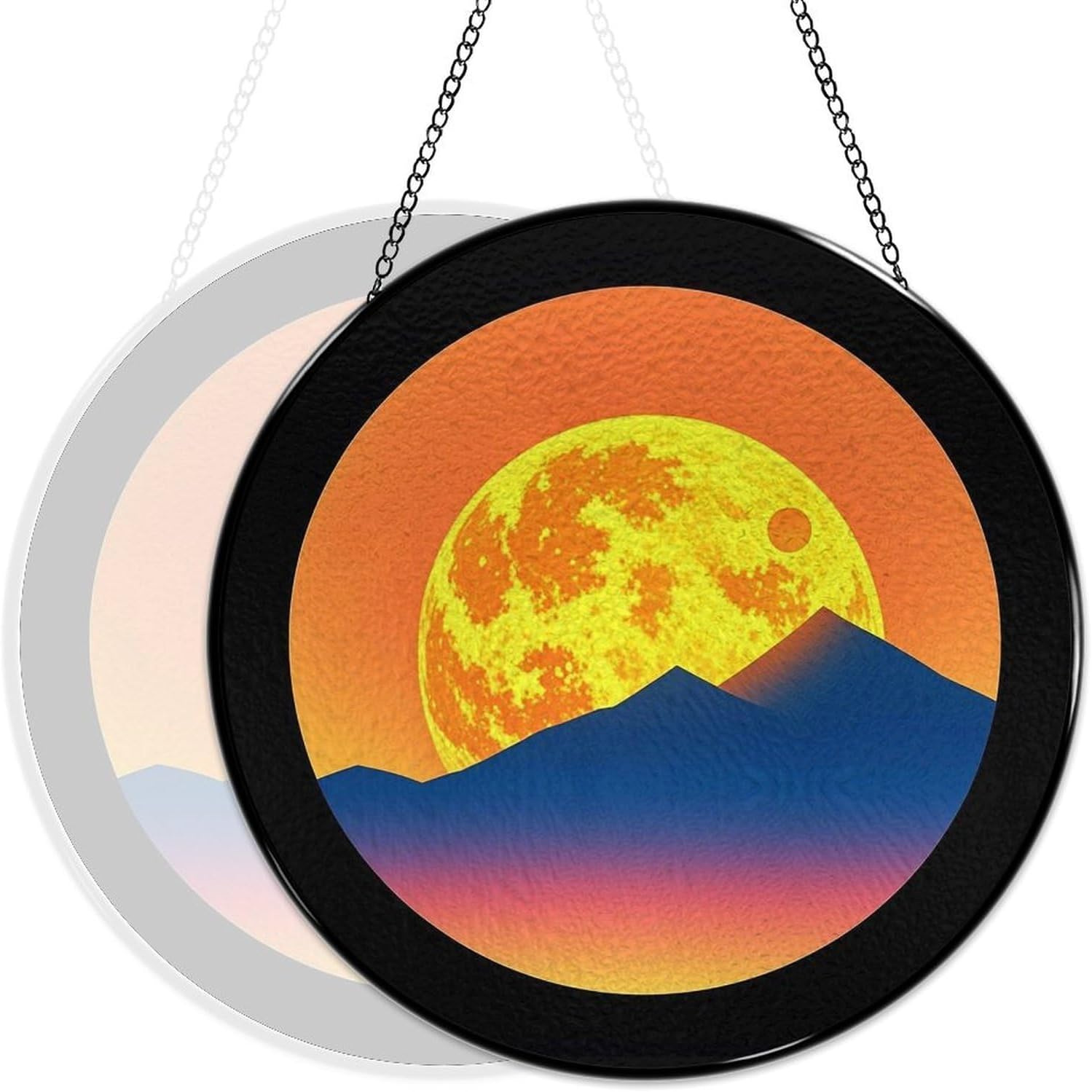 Stained Glass Hanging Sign Suncatcher, The Sun and The Moon