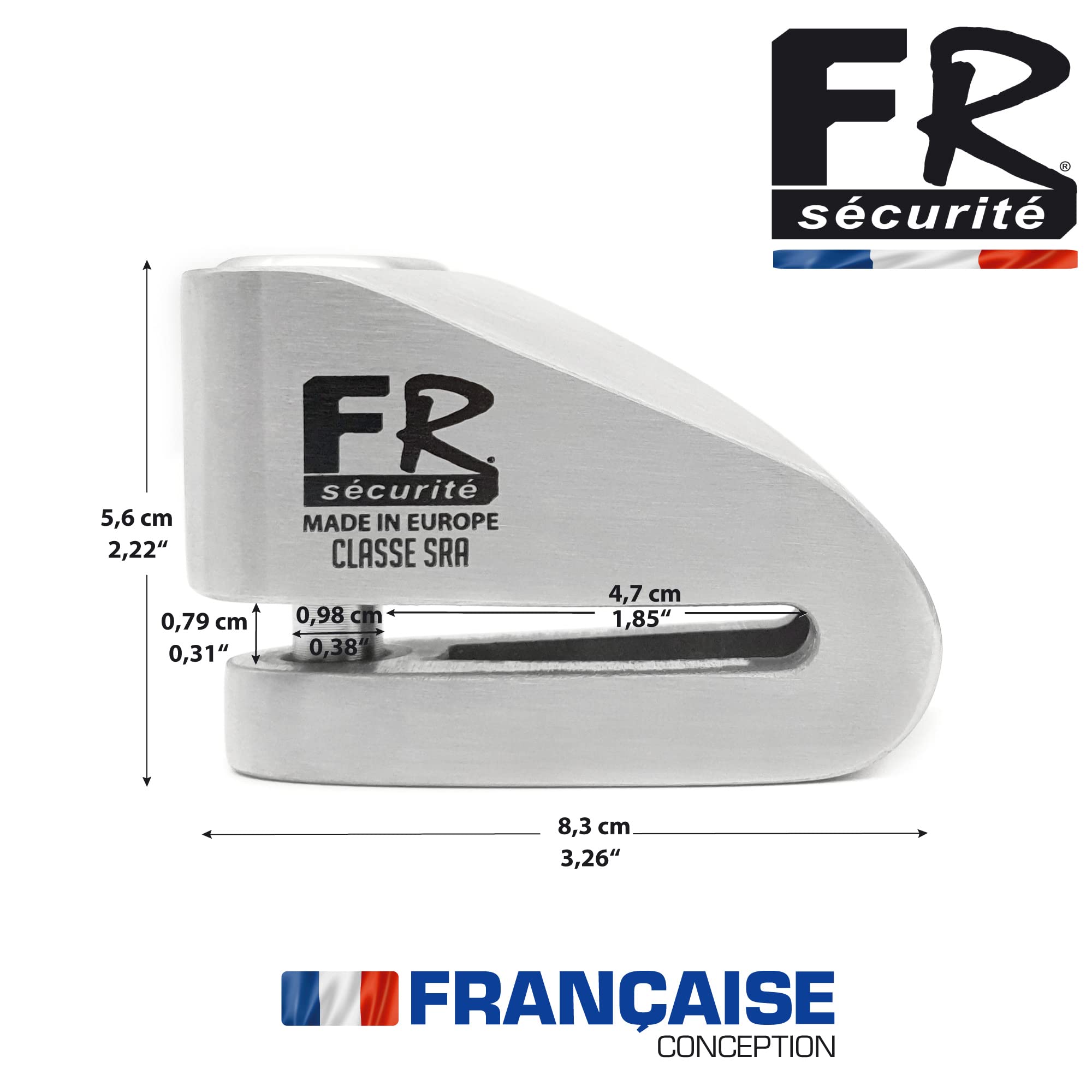 FR sécurité FR110S Hochsicherheits-Motorrad-Diebstahlschloss SRA-geprüftes 10 mm-Schacht-Scheibenschloss Stahlschutz-Sicherheitsschloss Motorrad-Roller-Fahrrad, Erinnerungskabel
