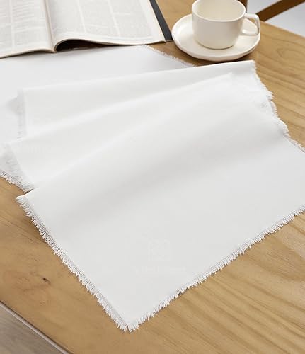 Vitalizart Camino de mesa blanco de 14 x 72 pulgadas de largo, lino y algodón, para decoración rústica del hogar, comedor, decoración de boda,