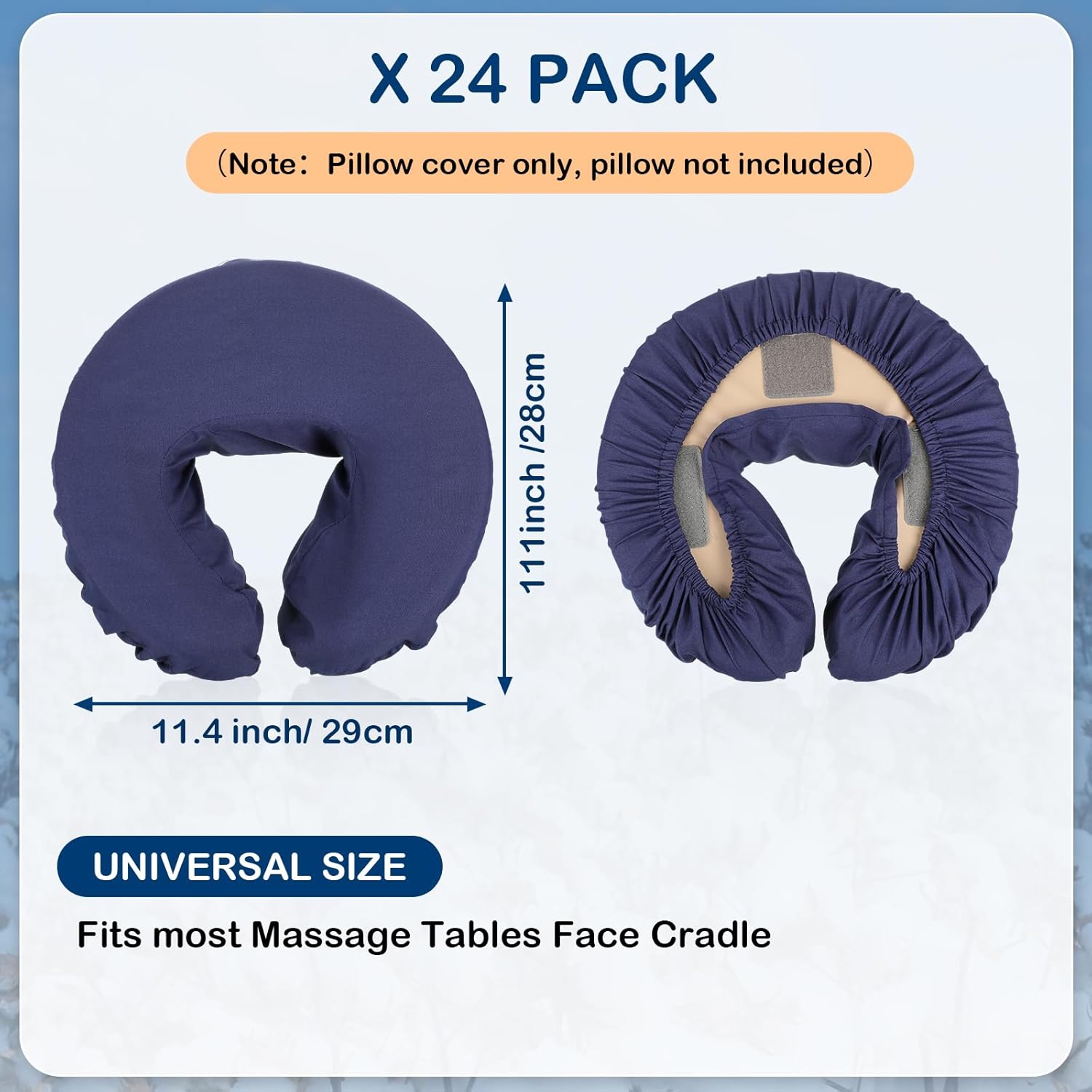 Macarrie 24 Pcs Face Cradle Covers for Massage Table Microfiber Reusable Soft Thicker Massage Table Headrest Covers Bulk Oil Proof Cradle Head Rest Sheets for Spa Beauty Salons(Navy Blue)