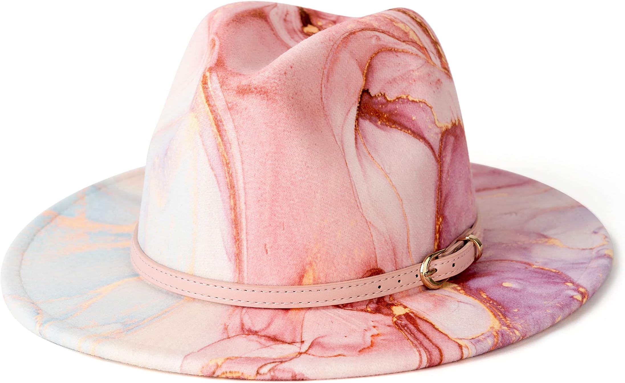 GossifanGossifan Tie-dye Wide Brim Fedora Hats for Women Multicolor Felt Panama Hat