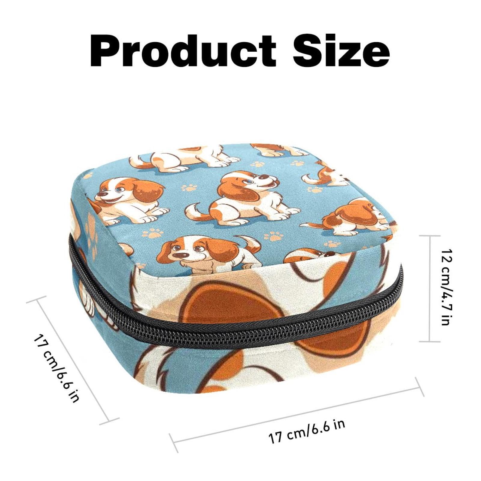 Sanitary Napkin Storage Bags, Cartoon Baby Dogs Menstrual Pad Bag Oxford Cloth Menstrual Cup Pouches Nursing Pad Tampon Period Bags with Zipper for Teen Girls Women Ladies