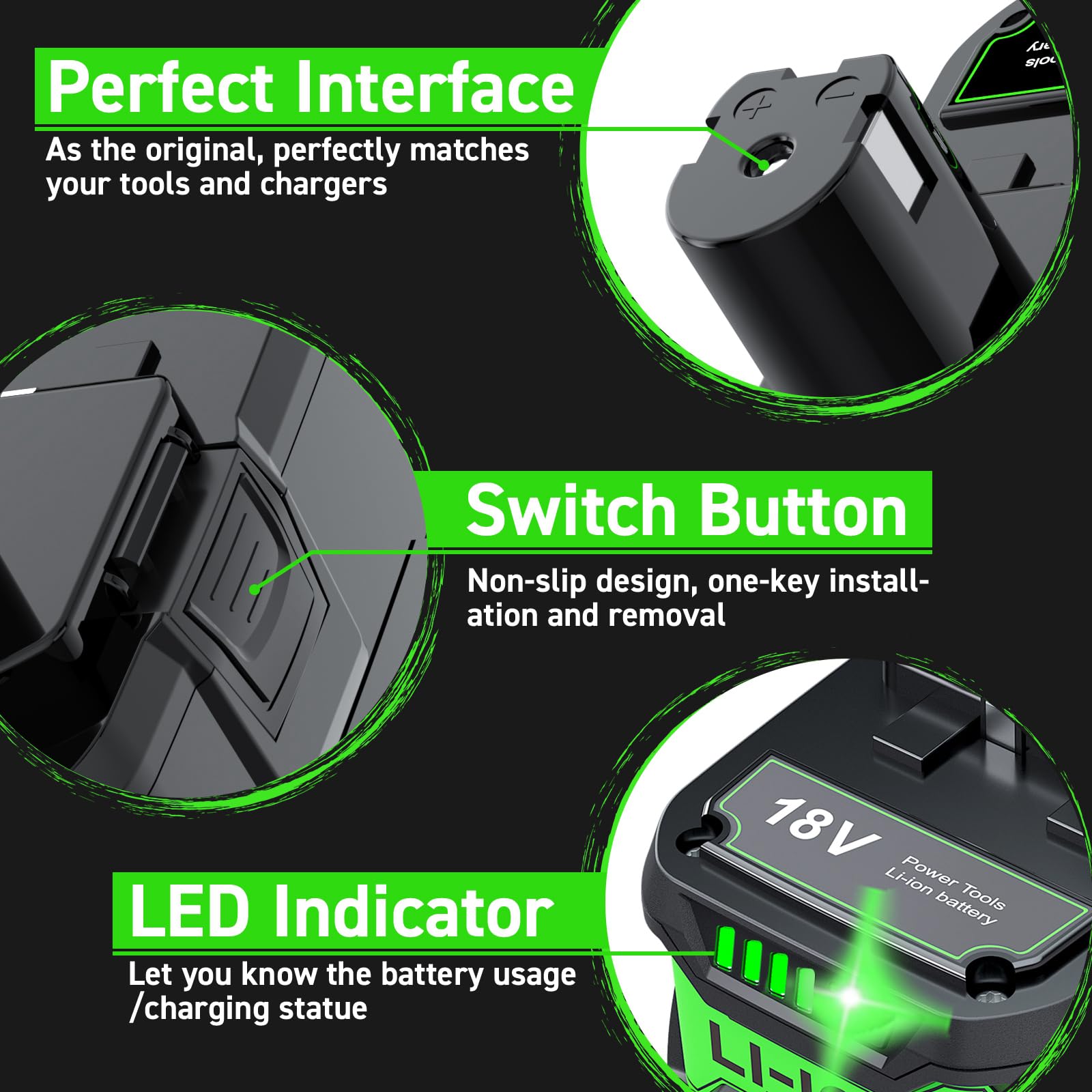 Bonadget Akumulator litowo-jonowy 9,0 Ah 18 V do Ryobi One Plus P102 P108 P189 P190 P197 P100 P107 do Ryobi Bezprzewodowy akumulator 18V