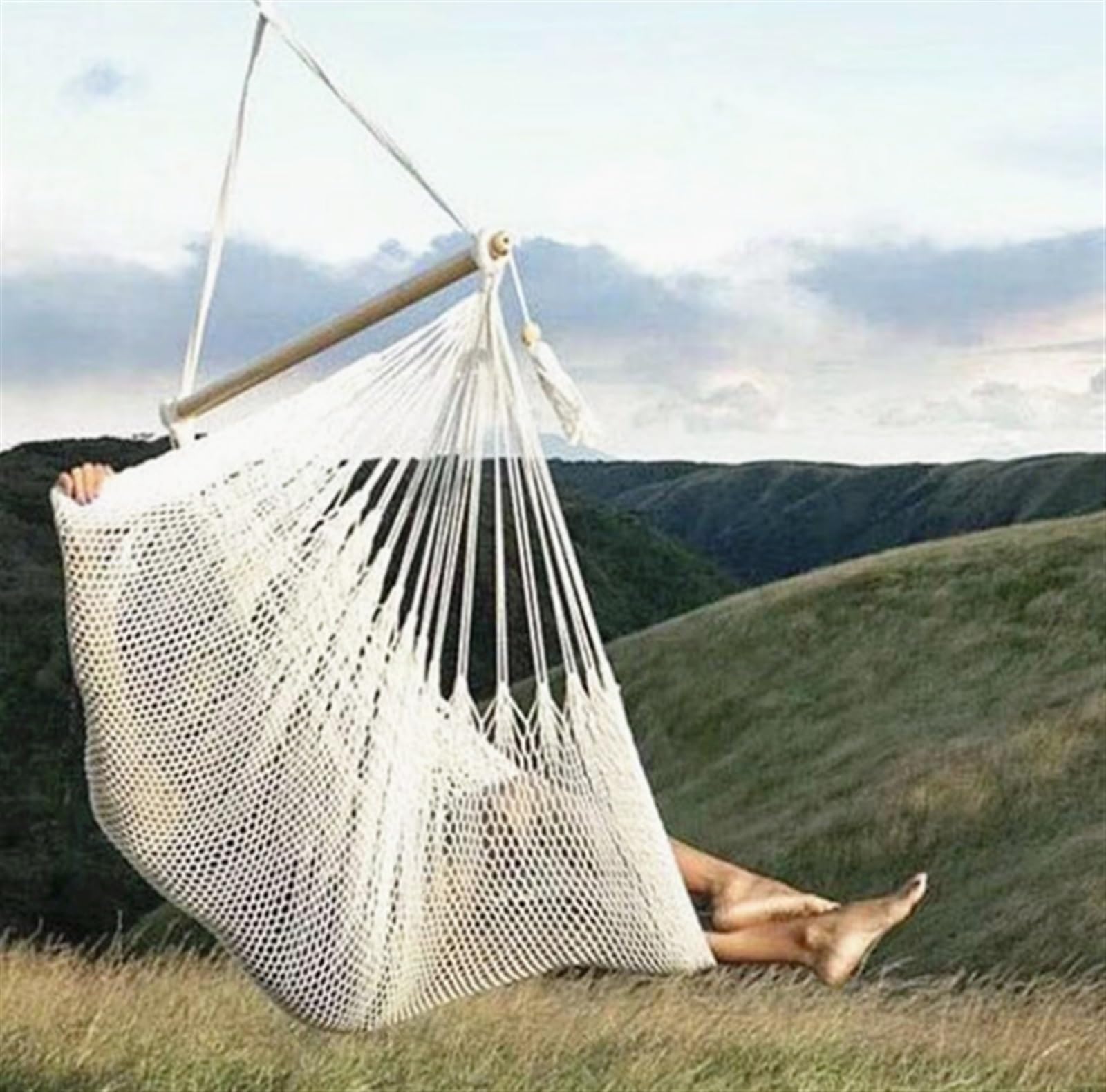 Hamak Ultralekki, Hammock 135X100CM Styl Skandynawski Hamak Przenośny Dormitorium Sypialnia Krzesło Kryty Odkryty Huśtawka Ogrodowa Wiszące Łóżko na Kemping, na Zewnątrz