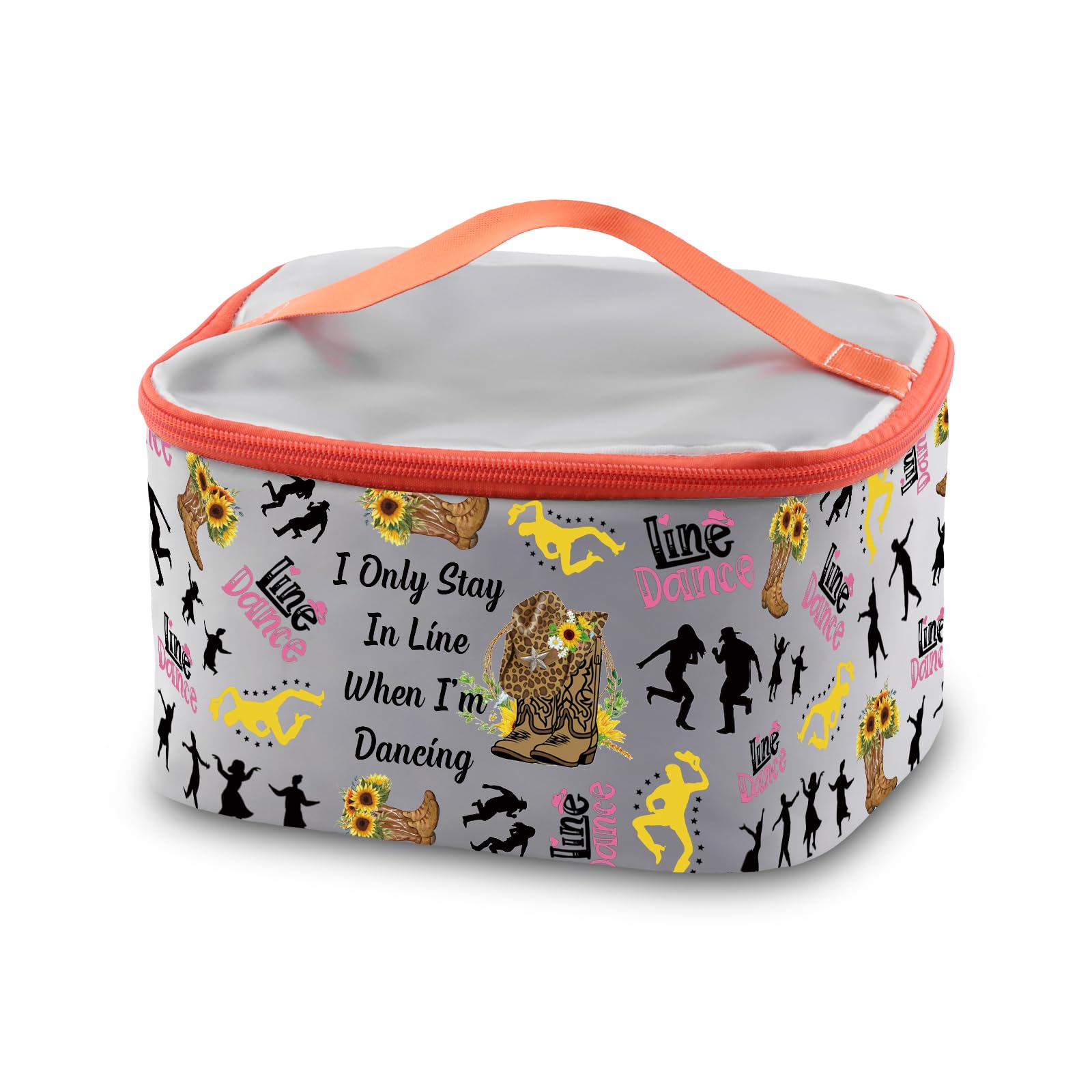 PXTIDY Line Dancing Cosmetic Case - Western Country Music Dancer Makeup Bag Toiletry Organizer