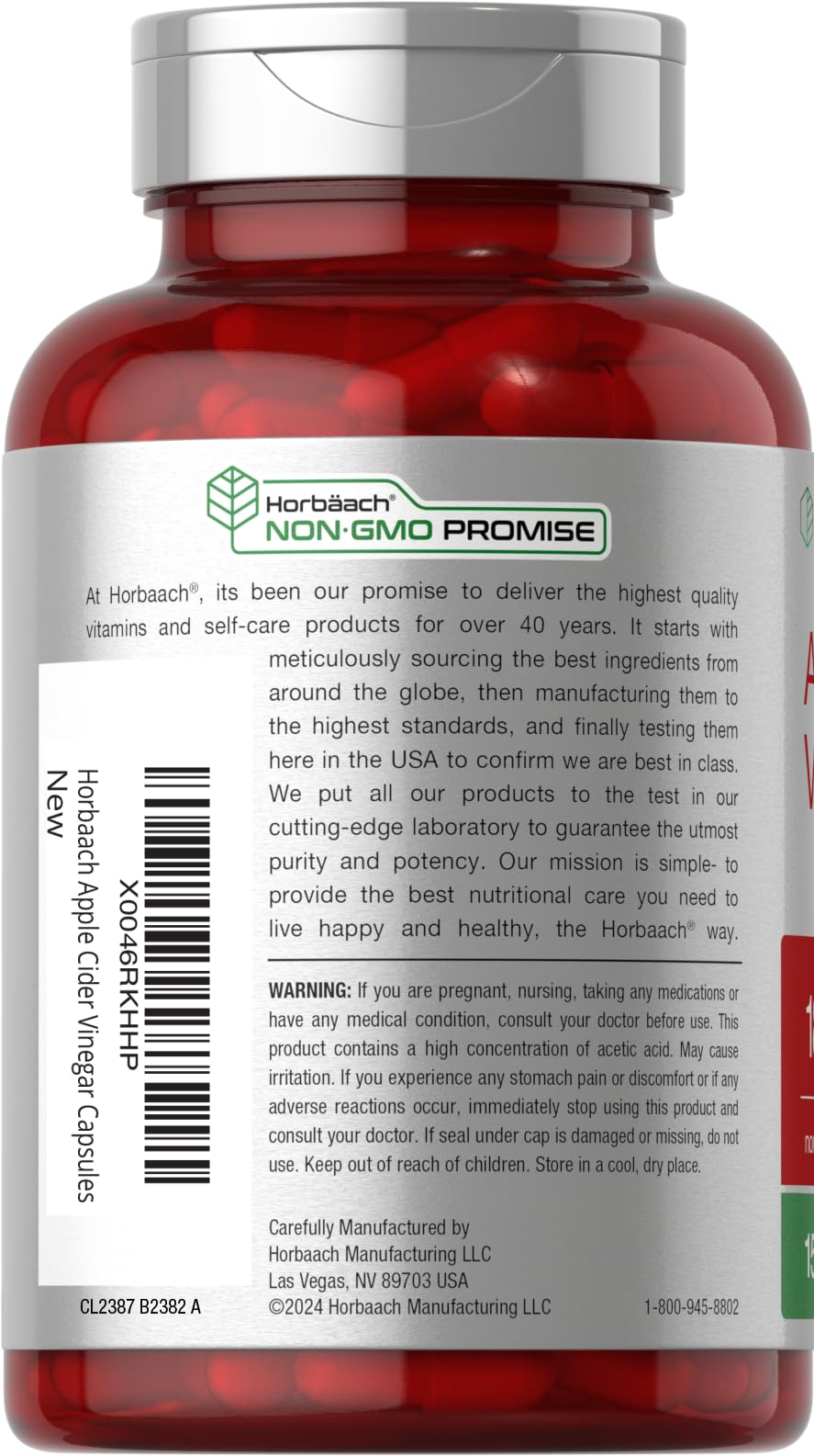 Horbäach Apple Cider Vinegar Capsules | 1800mg | 150 ACV Pills — Amazon image 3