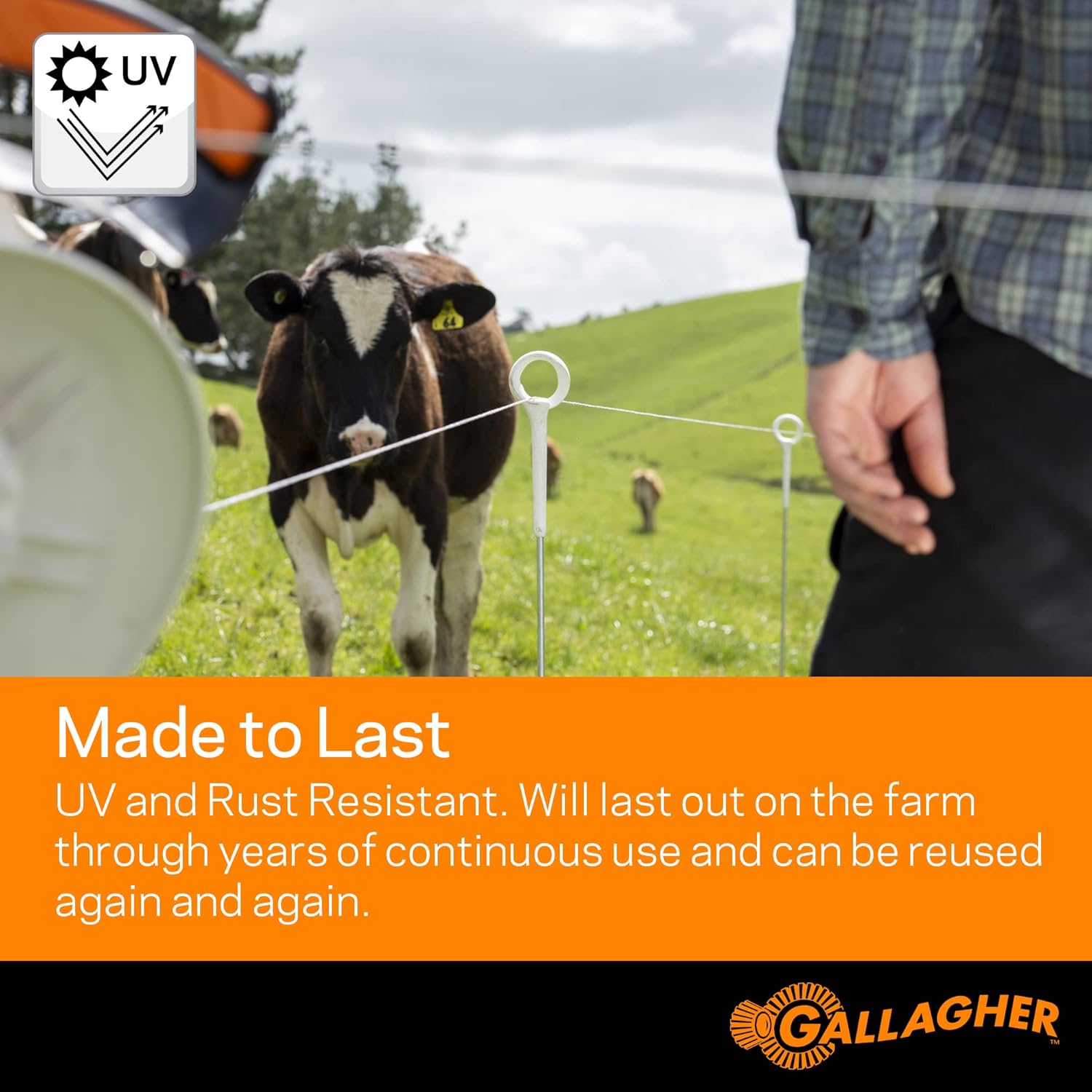 Gallagher Electric Fence Turbo Braid |Bonus Pack -1312 Ft Plus Free 328 Foot Roll |9 Mixed Metal Braided Strands for Reliable High Conductivity and Rust Resistance | 7/64" Highly Visible Striped Braid