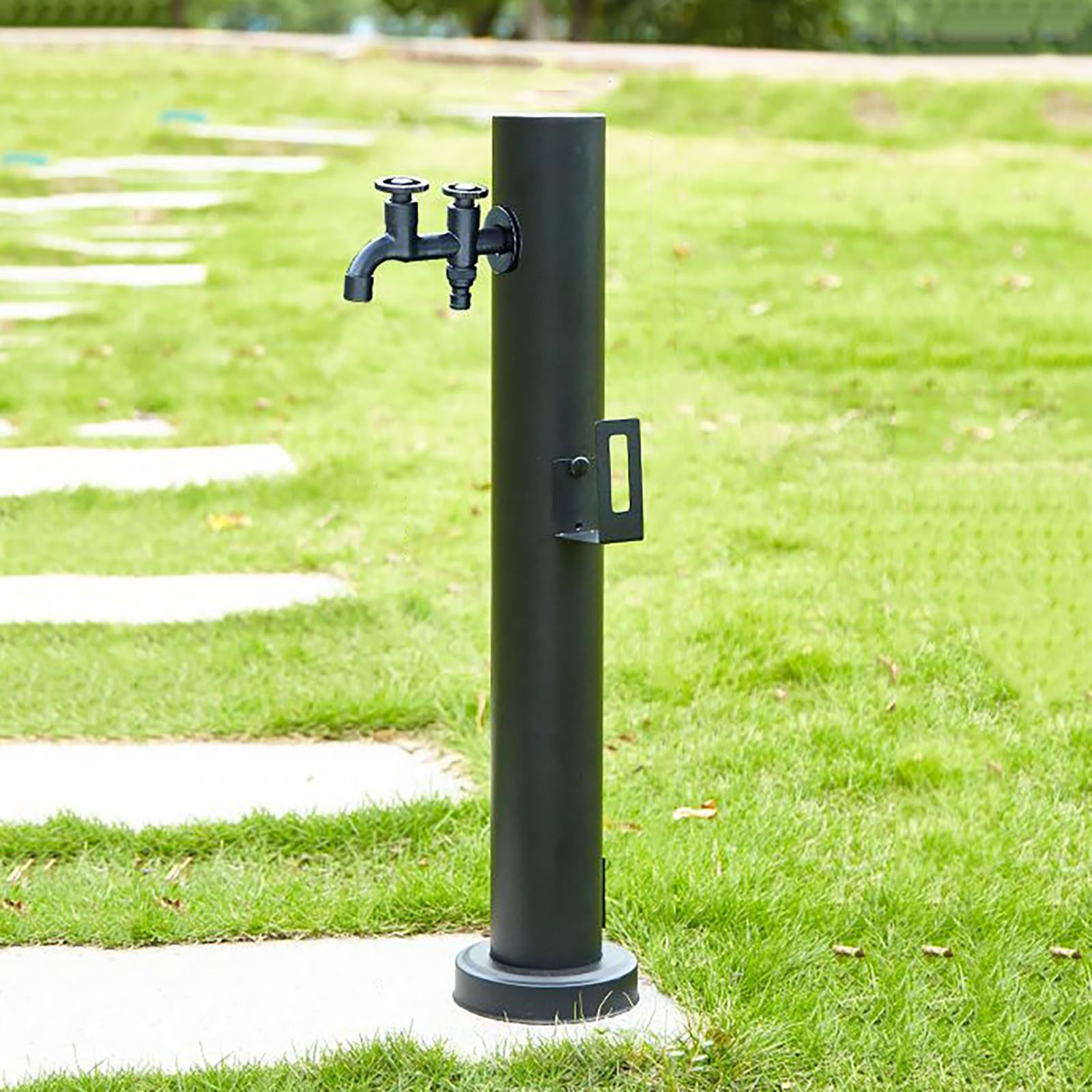 Genérico Columna de Agua Vertical Independiente de 95 cm (37,4 Pulgadas) de Color Negro para jardín - Soporte para Manguera de Grifo anticongelante de Acero Inoxidable 304 y dispensador de hidrante d