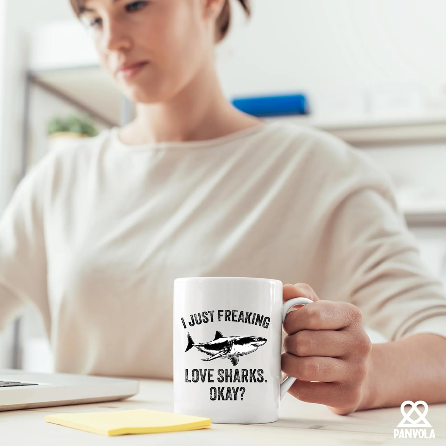 I Just Freaking Love Sharks Ok Shark Gifts Shark Lover Gifts For Women Men Marine Biologist Water Animals Lovers Novelty Drinkware Ceramic Coffee Mug 11 oz White - Image 4