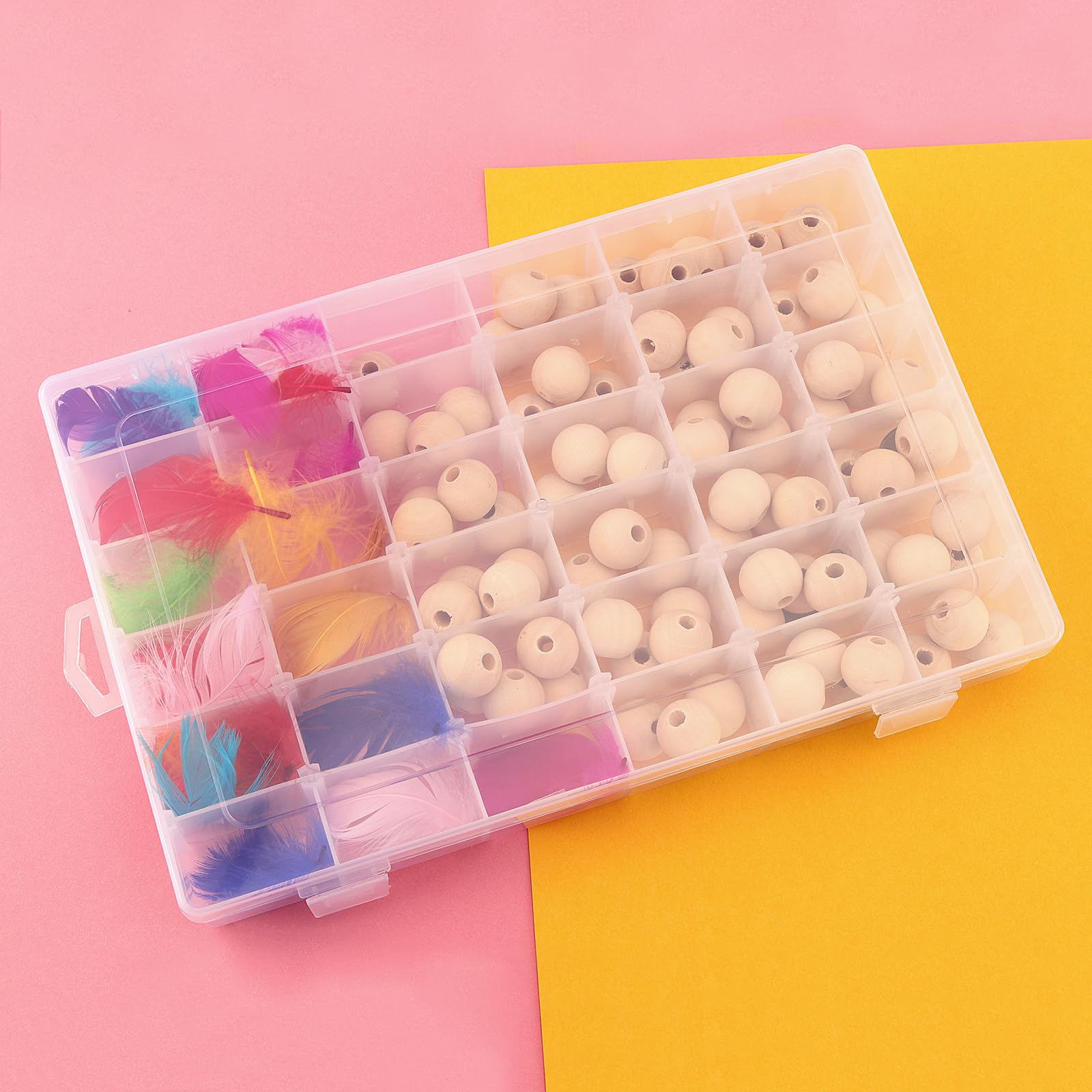 ZOENHOU 6 pezzi, scatola di smistamento, 36 scomparti, scatole regolabili con divisori rimovibili, scatola trasparente con scomparti e coperchio per piccoli oggetti, gioielli, perline, orecchini, filo