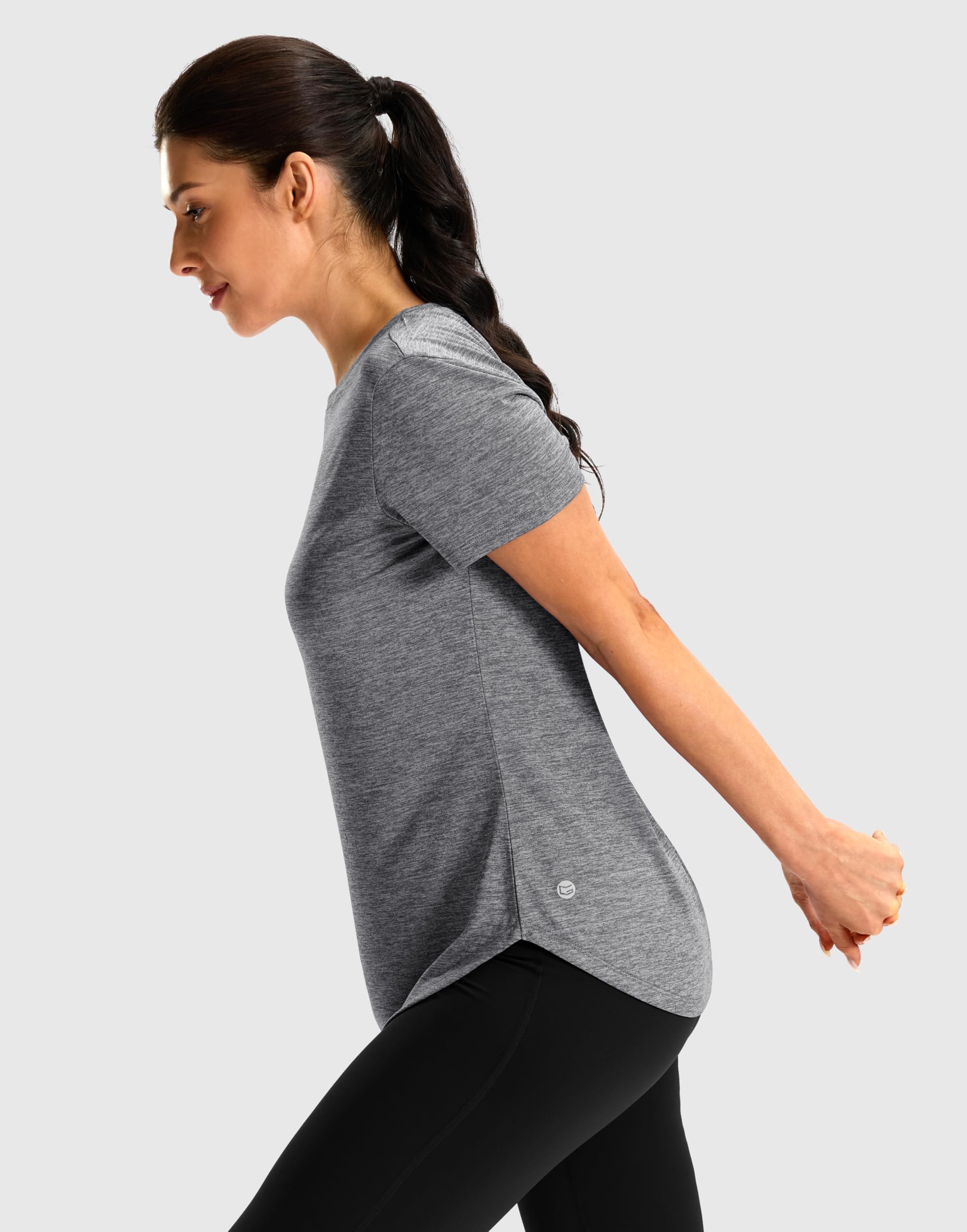 Women's Workout Shirts Bum-Covering Length Lightweight Short Sleeve Dry Fit Athletic Hiking Running Summer Tops for Women — view 4