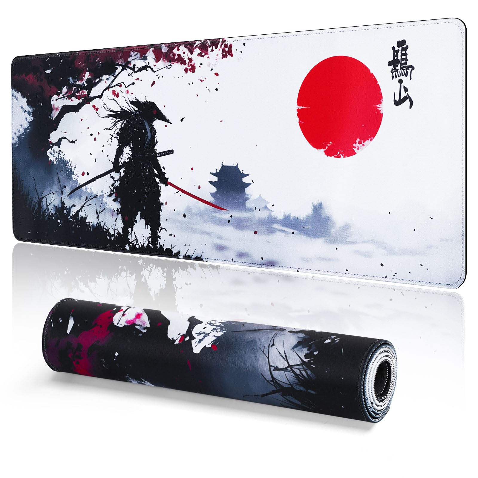 EFISH Alfombrilla de ratón para Juegos Japonesa XXL de 800 x 300 mm, Grande, con Bordes cosidos, Impermeable, Antideslizante, para PC, MacBook y portátil. Mejora la precisión y la Velocidad. (B19)