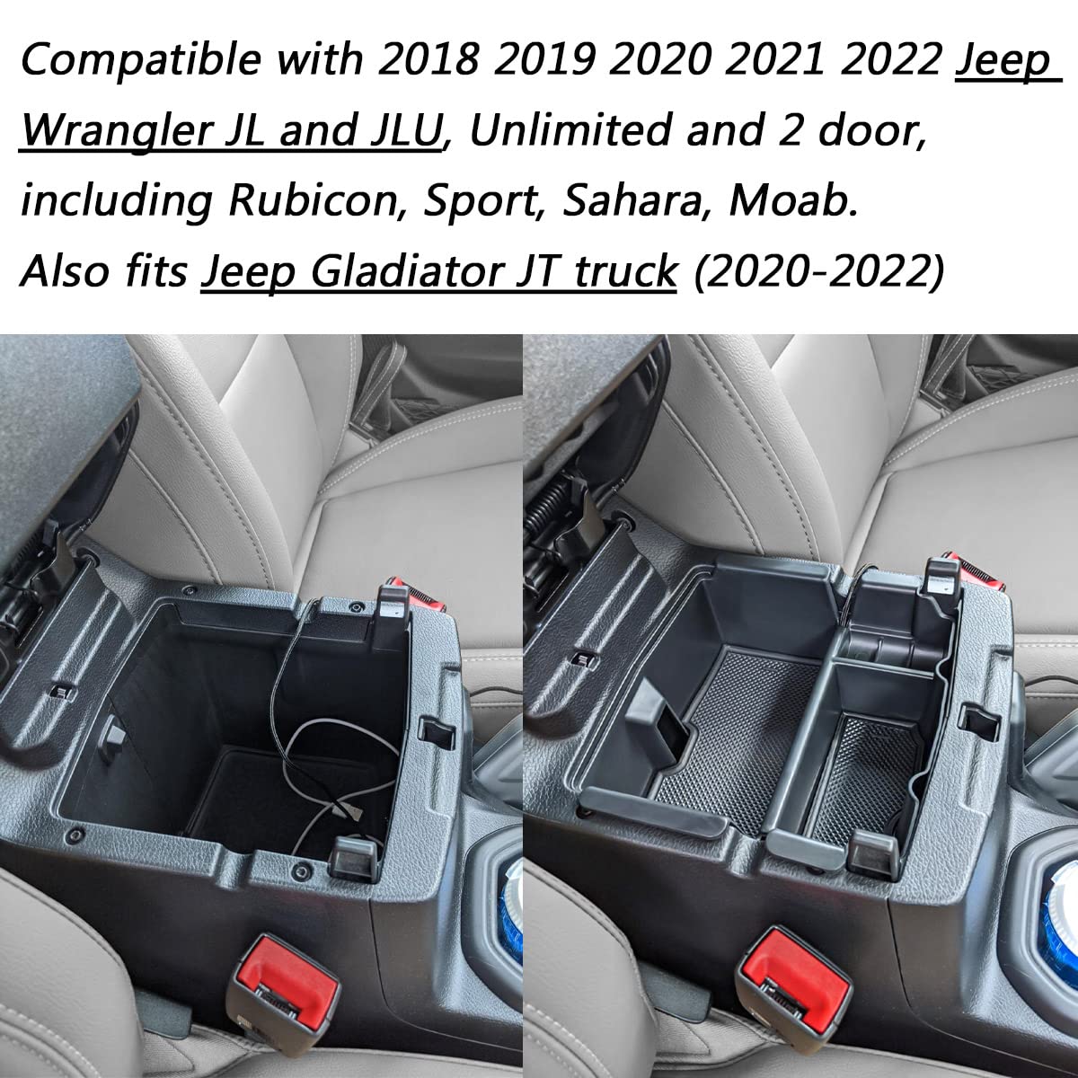 EDBETOS Center Console Organizer Tray Compatible with Jeep Wrangler JL