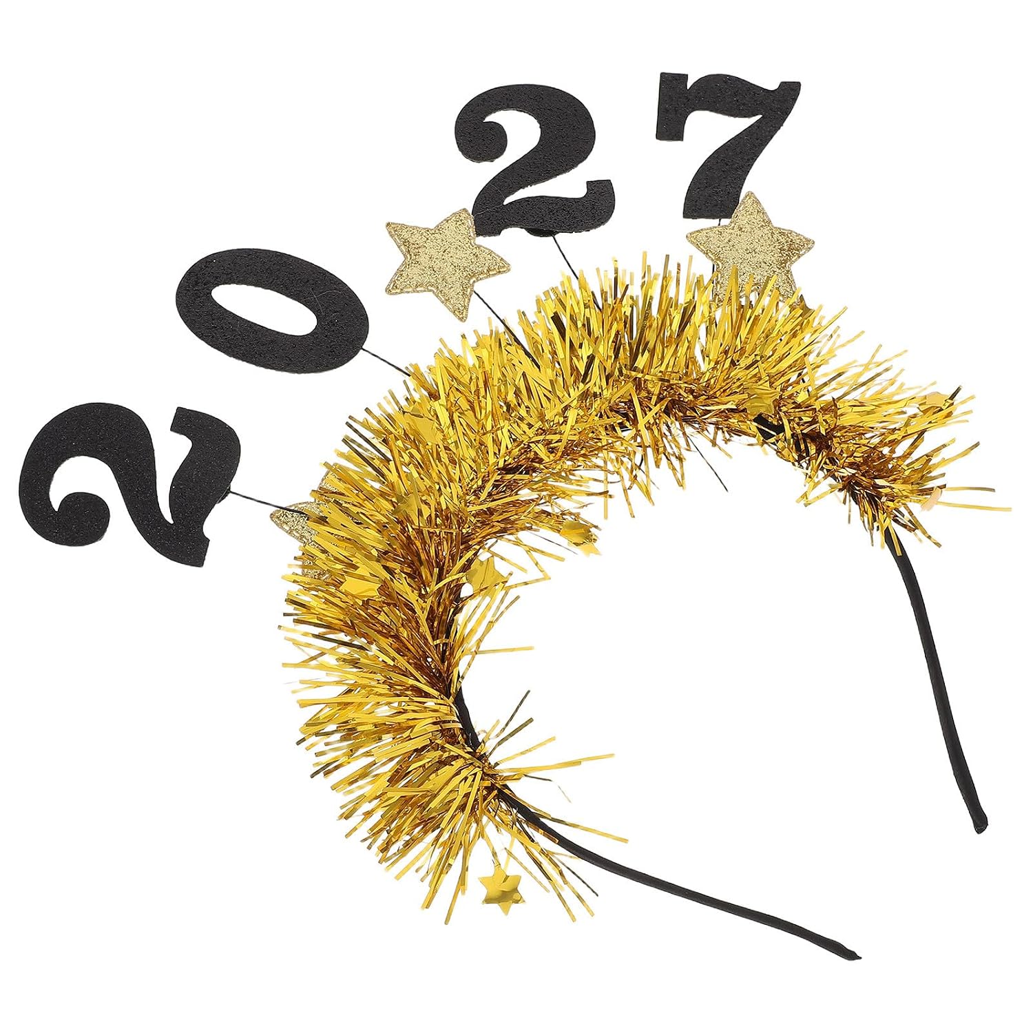 YARNOW 2027 New Year Headband, Lightweight Golden Iron and Cloth Material with Creative Number and Star Design, Nonirritating Festive Hair Accessory for Holiday and Celebratory