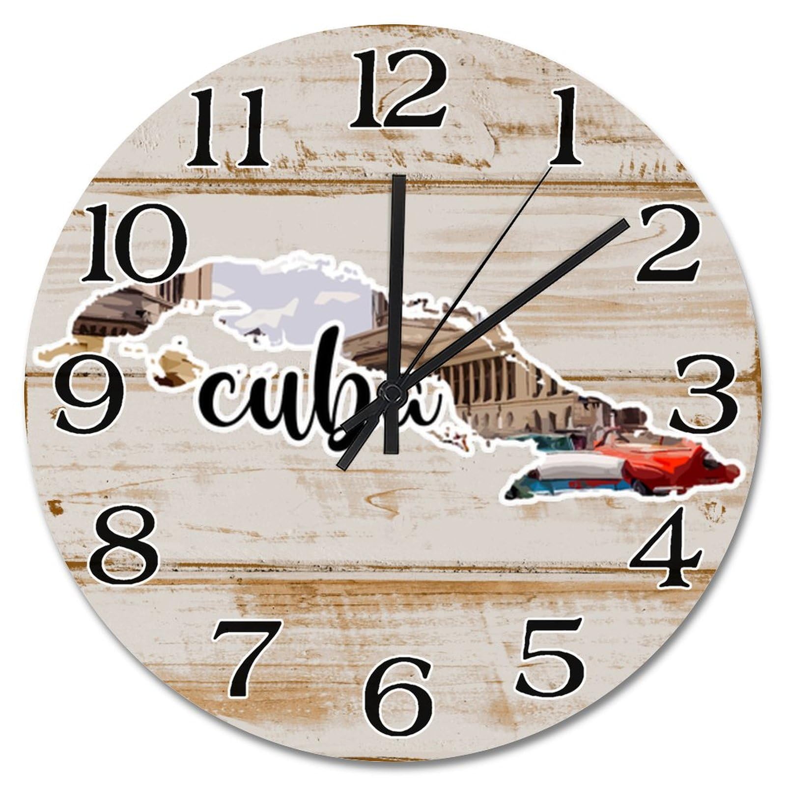 Horloge murale Cuba 38 cm - Design paysage urbain coloré et moderne à piles