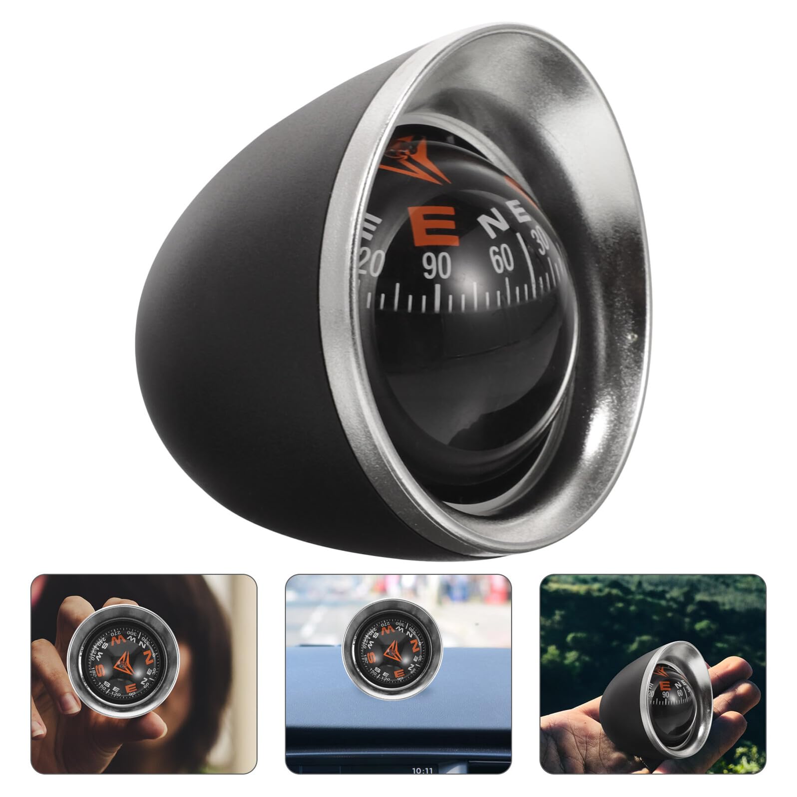 Car Compass Ball for Dashboard, ABS Acrylic Sphere Ornament for Truck Boat