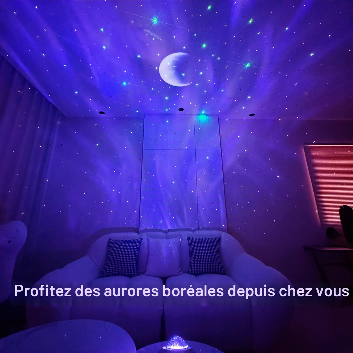 Projecteur Ciel Étoilé Lumière Boréale Veilleuse Enfant et Adulte 8 Couleurs Bluetooth Musicale LED Décoration Chambre Blanc