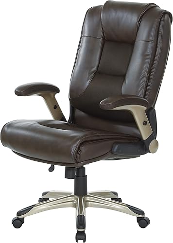 Miniatura 5 de Office Star ECH Series - Silla de oficina ejecutiva de cuero regenerado con soporte lumbar integrado y brazos abatibles acolchados, color espresso
