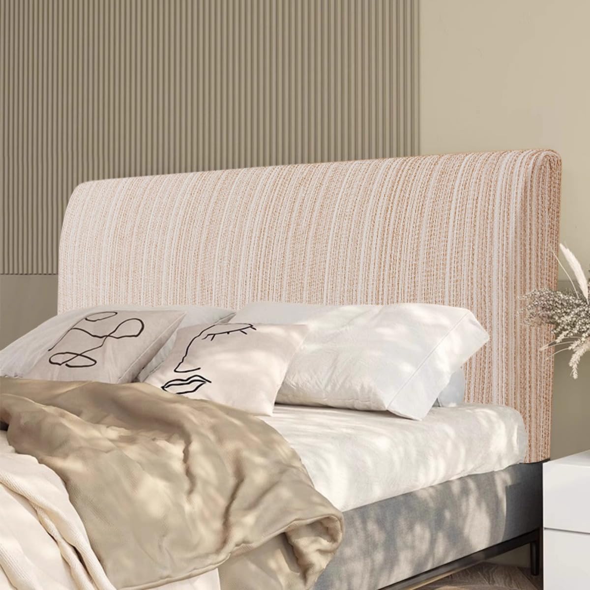 EFELIM Linen Bed Headboard Cover for Full Queen King Size, Thickened Fabric Bed Headboard Slipcover Headboard Dustproof Protector Decor Cover (Coffee,Queen:140-170cm/56-67'')