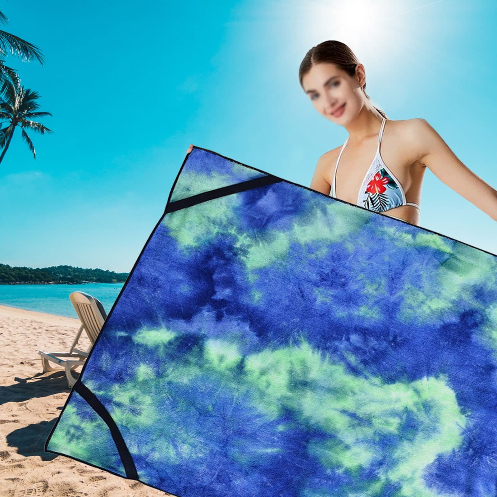 Ręcznik plażowy, pokrowiec na szezlong z mikrofibry z kieszeniami, na krzesło basenowe, ręcznik na lato, na zewnątrz, na patio, do ogrodu (H, 75 x 210 cm)
